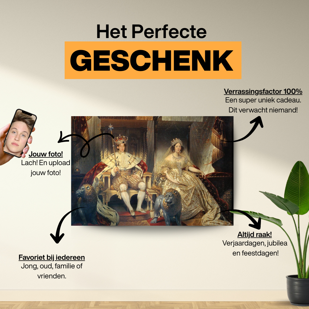 Christian VIII en Caroline Amalie - Custom Canvas