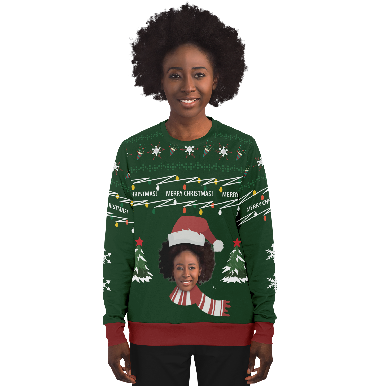 Ugly Christmas Sweater Santa (Green Woman)